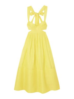 Zimmermann Wild Botanica Tie-detailed Cutout Linen And Silk-blend Organza Midi Dress