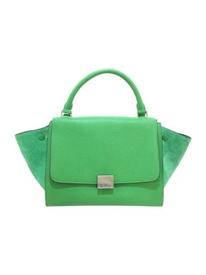 Celine Apple Green Suede & Leather Trapeze Bag