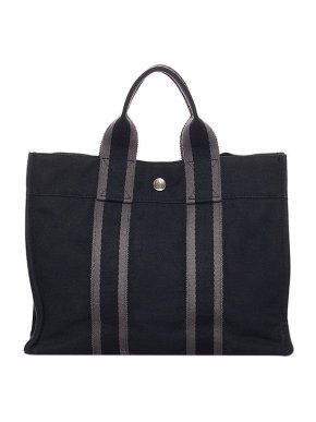 Hermes Vintage black canvas Fourre Tout PM tote bag