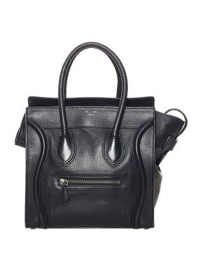 Celine Black leather Micro Luggage tote bag