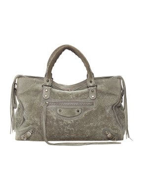 Balenciaga Grey shearling Motocross Classic City bag