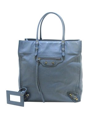 Balenciaga Blue leather Papier A5 tote bag