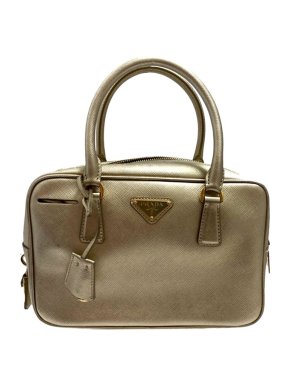 Prada Gold Saffiano leather Bauletto bag