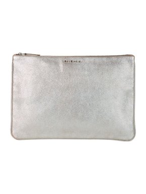Givenchy Silver leather clutch bag