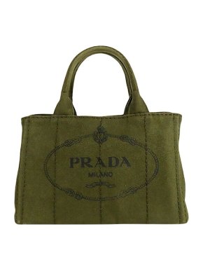 Prada Khaki canvas Canapa Logo tote bag