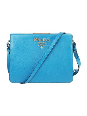 Prada Blue Saffiano leather Light Frame crossbody bag