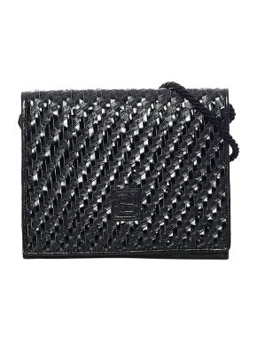 Fendi Black basketweave leather crossbody bag