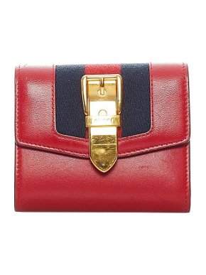 Gucci Red leather Sylvie compact wallet