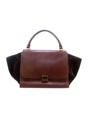 Celine Burgundy leather & suede Trapeze bag