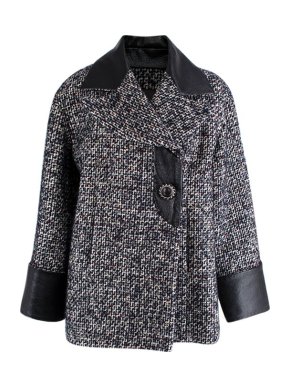 Chanel Leather Trimmed Boucle Tweed Jacket