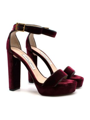 Jimmy Choo Burgundy Velvet platform pumps