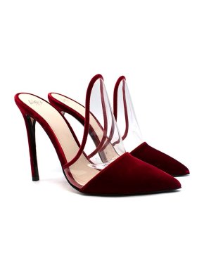 Alevi Red Velvet & PVC Heeled Mules