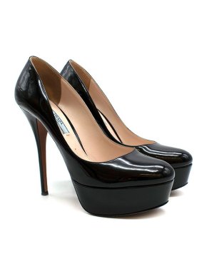 Prada Black Patent Platform Pumps