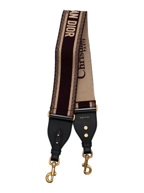 Dior Burgundy & beige jacquard logo bag strap