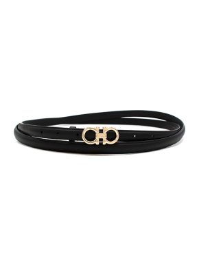 Salvatore Ferragamo Black Leather Skinny Wrap Belt