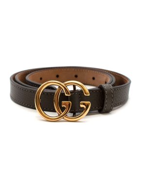 Gucci Grey Slim GG Buckle Belt - Size 90