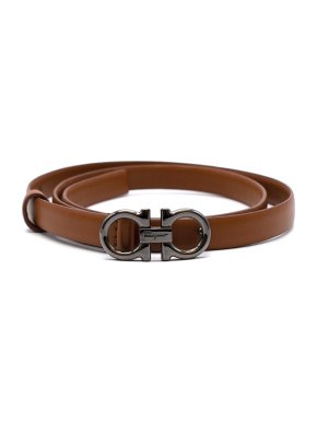 Salvatore Ferragamo Tan leather Gancini narrow belt 90