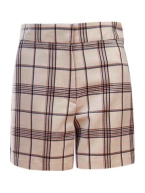 Maje Beige windowpane check tailored shorts