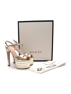 Gucci Platinum Nappa Leather Platform Sandals