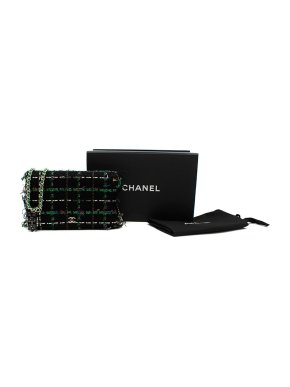 Chanel Black/Green Tweed Robot Wallet on Chain