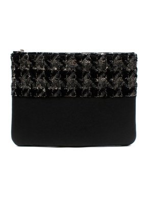 Chanel Tweed and Caviar leather pouch