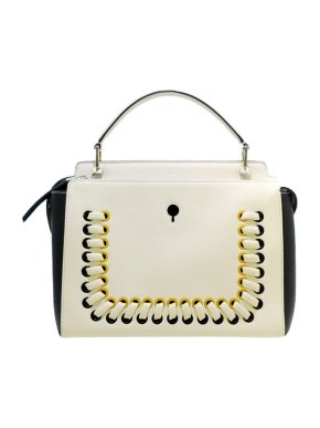 Fendi White leather whipstitch DotCom bag