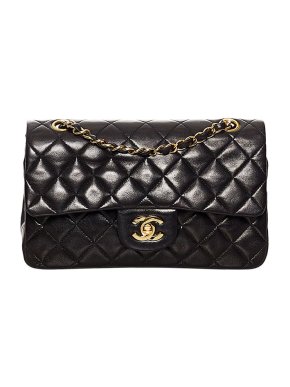 Chanel Black lambskin leather quilted small Double Flap bag
