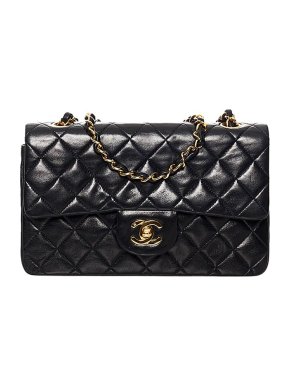 Chanel Black lambskin leather quilted Double Flap bag