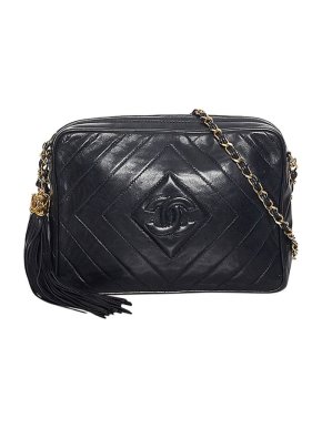 Chanel Black lambskin quilted CC camera bag