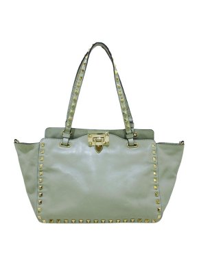 Valentino Garavani Light green leather Rockstud tote bag
