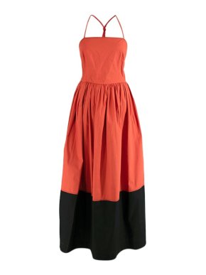 Bassike Burnt orange & black cotton knotted back sun dress