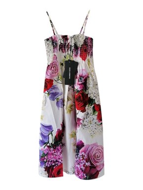 Dolce & Gabbana White Hortensia print cotton sundress