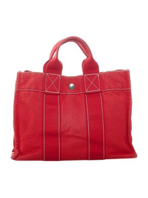 Hermes Vintage red canvas Fourre Tout MM bag