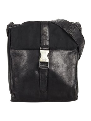 Prada Black leather buckle crossbody bag