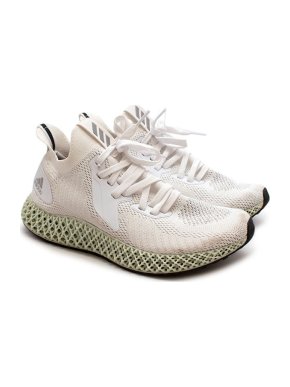 Adidas Originals White Flyknit green rubber sole trainers