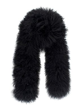 Black Shearling Long Scarf