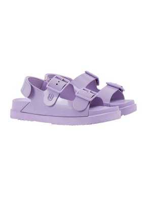 Gucci lilac rubber sandal with mini Double G