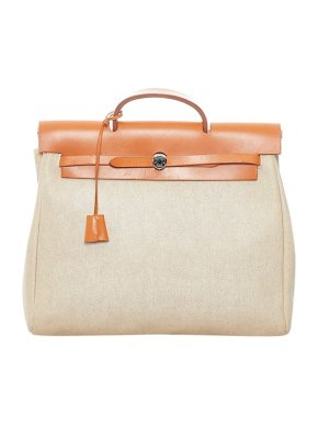 Hermes Natural canvas & leather Herbag MM bag