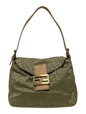 Fendi Vintage khaki zucchino canvas baguette