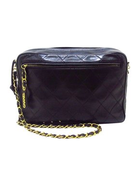 Chanel Black leather quilted CC camera crossbody bag