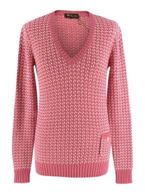 Loro Piana Pink & White Knit Cashmere Sweater