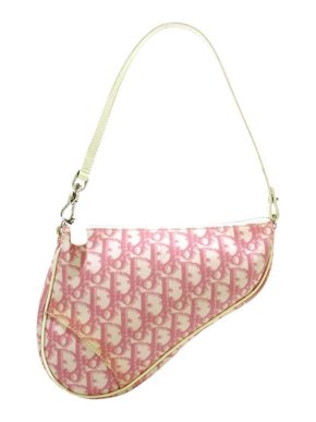 Dior Vintage pink & white Oblique canvas Saddle bag