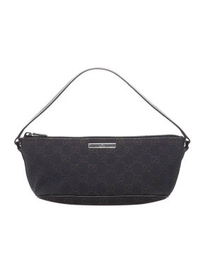 Gucci Black GG monogram canvas Boat baguette