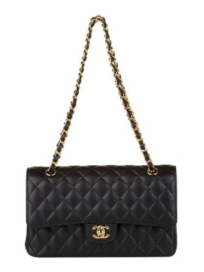 Chanel Black lambskin leather quilted Double Flap bag