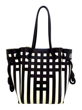 Loewe Black & white leather Flamenco Knot tote bag