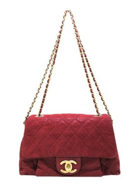 Chanel Red lamskin quilted soft body bag