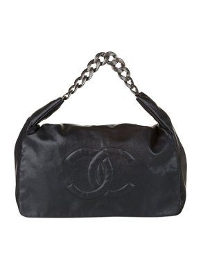 Chanel Black Caviar leather CC chain strap bag
