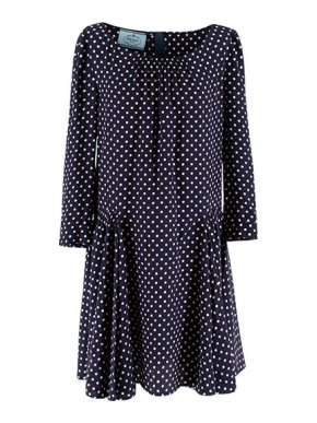 Prada Polka Dot Navy Silk Swing Dress