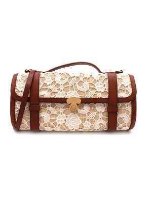 Ulyana Sergeenko Lace wrapped wicker & leather bag