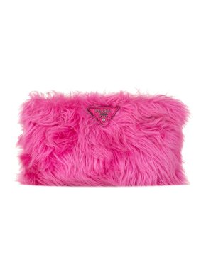 Prada Pink shearling clutch bag